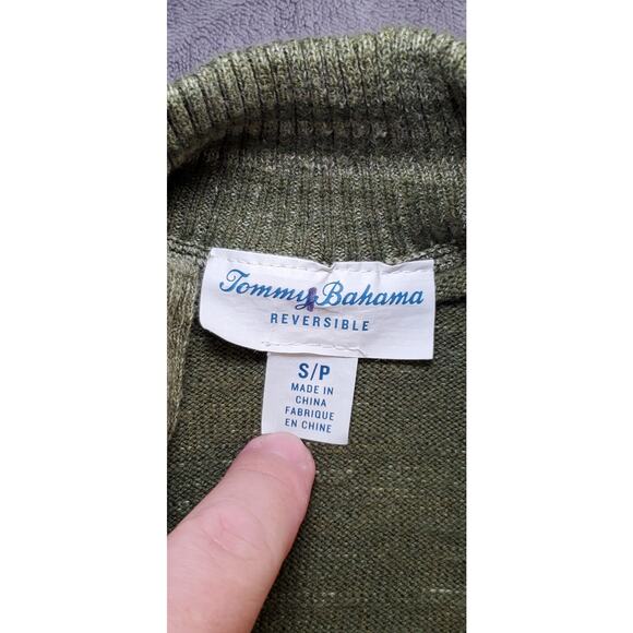 Tommy Bahama Sz S Sweater Mens Green Linen Blend 1/4 Zip Reversible Casual C16 - Picture 5 of 8
